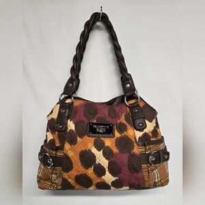 Relic Brand Tote Bag Twisted Handles Fabric With Faux Leather Trim